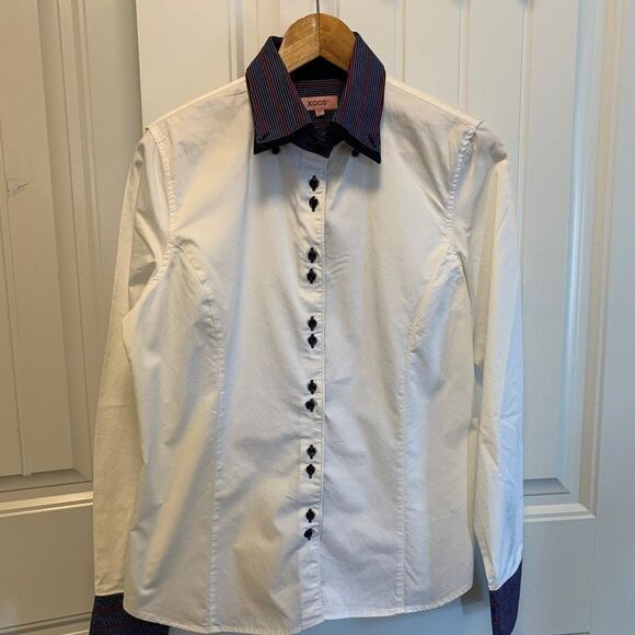 Hugo Boss sweater, Sz M-L, long sleeve pull over, navy, bright blue, EUC - Picture 10 of 16